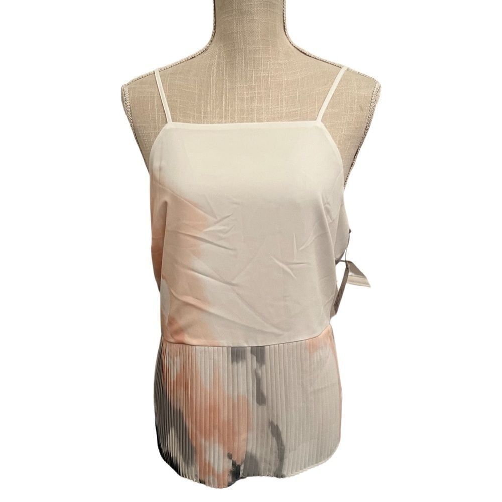 Nine West | Pleated Flattering Watercolored Tank Blouse